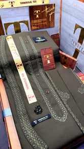 -72 OLIVE SULTAN KURTA SALAWAR (PREMIUM SULEMANI EMBROIDERY PATHANI)