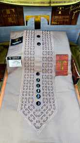 102-02 MAUVE STONE MULTI COLOUR KASHMIRI EMBROIDERY UNSTICHED FULL KURTA SALWAR PATHANI Tawakkal Tex”