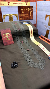 -47 OLIVE SULTAN KURTA SALAWAR (PREMIUM SULEMANI EMBROIDERY PATHANI)