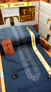 -47 OCEAN STEEL KURTA SALAWAR (PREMIUM SULEMANI EMBROIDERY PATHANI)