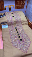 BADALSHAH AMBERWOOD 105-04 MULTI COLOUR KASHMIRI EMBROIDERY UNSTICHED FULL KURTA SALWAR PATHANI “– Tawakkal Tex”