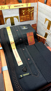 -25 MIDNIGHT BLACK KURTA SALAWAR (PREMIUM LAZIO OSMANI EMBROIDERY PATHANI)