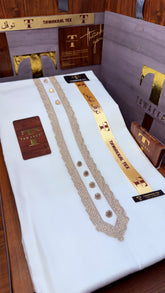 AZLAAN ORIGINAL CREAMY KASHMIRI IMPORTED KURTA SALWAR PATHANI.(EID SPECIAL IMPORTED KASHMIRI COLLECTION)