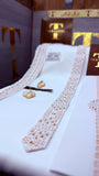 -SHAAN-E-MULK BOSKI KING WHITE ADVANCE TARKASHI EMBROIDERY UNSTICHED KURTA SALWAR PATHANI (TAWAKKAL TEX)