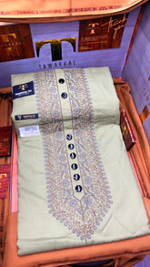 BADALSHAH OLIVE GROVE 105-07MULTI COLOUR KASHMIRI EMBROIDERY UNSTICHED FULL KURTA SALWAR PATHANI (– Tawakkal Tex”