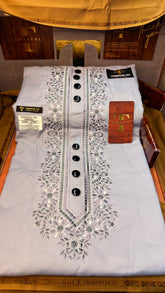 101-08 FROST GREY MULTI COLOUR KASHMIRI EMBROIDERY UNSTICHED FULL KURTA SALWAR PATHANI – Tawakkal Tex”