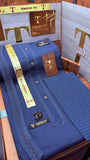 -25 ROYAL AZURE BLUE KURTA SALAWAR (PREMIUM LAZIO OSMANI EMBROIDERY PATHANI)