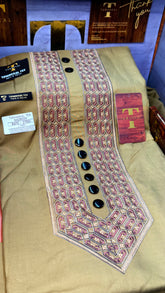 102-05 GOLDEN DUNE MULTI COLOUR KASHMIRI EMBROIDERY UNSTICHED FULL KURTA SALWAR PATHANI Tawakkal Tex”