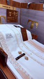 -AFTAB-E-ZAR BOSKI KING WHITE ADVANCE TARKASHI EMBROIDERY UNSTICHED KURTA SALWAR PATHANI (TAWAKKAL TEX)