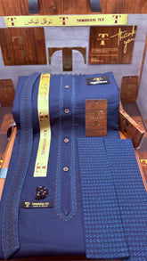 -25 ROYAL AZURE BLUE KURTA SALAWAR (PREMIUM LAZIO OSMANI EMBROIDERY PATHANI)