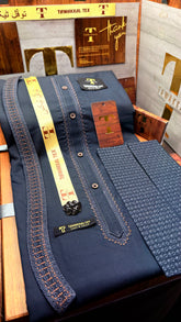 -25 OCEAN STEEL KURTA SALAWAR (PREMIUM LAZIO OSMANI EMBROIDERY PATHANI)