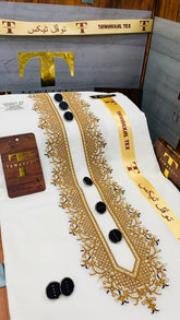 KASHMIRI AFRIDI ORIGINAL GOLD KASHMIRI IMPORTED KURTA SALWAR PATHANI.(GUL AHMED COTTON INTERNATIONAL)