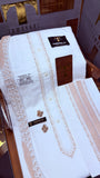 -AFTAB-E-ZAR BOSKI KING WHITE ADVANCE TARKASHI EMBROIDERY UNSTICHED KURTA SALWAR PATHANI (TAWAKKAL TEX)