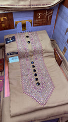 BADALSHAH AMBERWOOD 105-04 MULTI COLOUR KASHMIRI EMBROIDERY UNSTICHED FULL KURTA SALWAR PATHANI “– Tawakkal Tex”