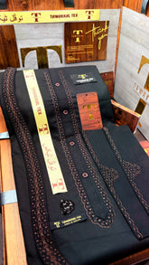 -72 MIDNIGHT BLACK KURTA SALAWAR (PREMIUM SULEMANI EMBROIDERY PATHANI) (Copy)