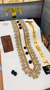-MEHMET ORIGINAL GOLD KASHMIRI IMPORTED KURTA SALWAR PATHANI.(WITH AQ365 PERFUME FREE)