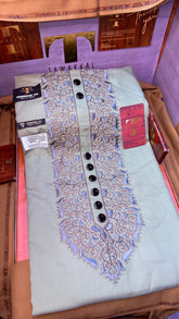 COLOUR KASHMIRI EMBROIDERY UNSTICHED FULL KURTA SALWAR PATHANI “Tawakkal Tex”