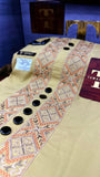 COLOUR KASHMIRI EMBROIDERY UNSTICHED FULL KURTA SALWAR PATHANI Tawakkal Tex”