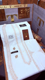 -NOOR-E-SAFA BOSKI KING WHITE ADVANCE TARKASHI EMBROIDERY UNSTICHED KURTA SALWAR PATHANI (TAWAKKAL TEX)