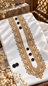 -AHMET ORIGINAL GOLD KASHMIRI IMPORTED KURTA SALWAR PATHANI.(4.5 MTR 52 WIDTH)