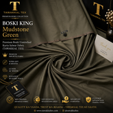 BOSKI KING Mudstone Green | Premium Imported Boski Unstitched Kurta Salwar Fabric | 4.5 MTR | By TAWAKKAL TEX