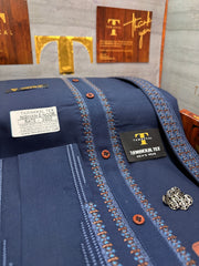 A OSM-2167 ROYAL DENIM NISHAN-E-NOOR OSM- KURTA SALAWAR (PREMIUM OSMANI EMBROIDERY PATHANI)