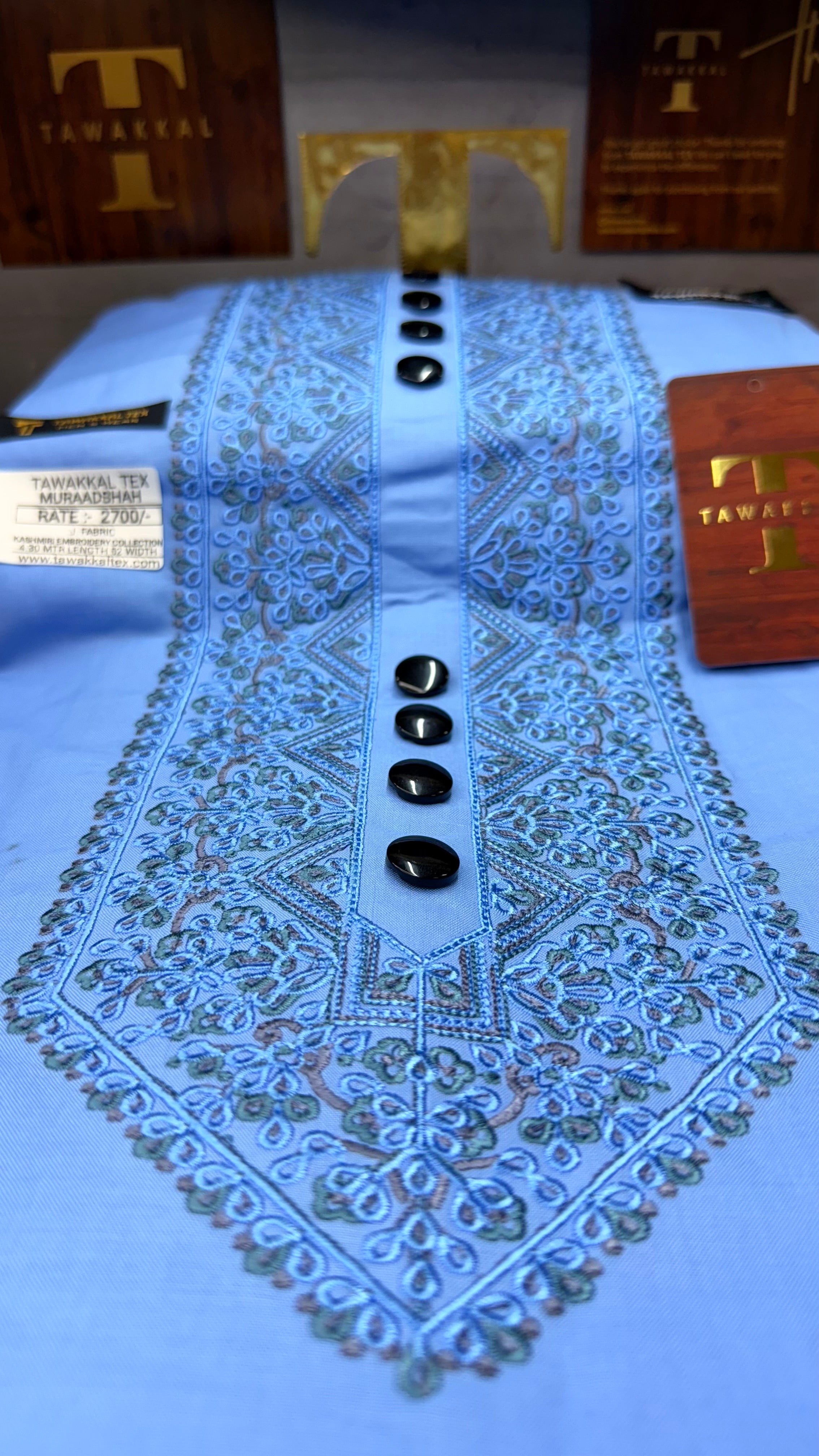 MURAADSHAH SKYLINE 104-06 MULTI COLOUR KASHMIRI EMBROIDERY UNSTICHED FULL KURTA SALWAR PATHANI (J. FABRIC IMPORTED) “Pics are clicked in HD cameras. Original color may vary from mobile to mobile depending on your handset. – Tawakkal Tex”