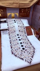 SUNEHRI CHINAR IVORY NOIR 107-10 MULTI COLOUR KASHMIRI EMBROIDERY UNSTICHED FULL KURTA SALWAR PATHANI (J. FABRIC IMPORTED) “Pics are clicked in HD cameras. Original color may vary from mobile to mobile depending on your handset. – Tawakkal Tex”