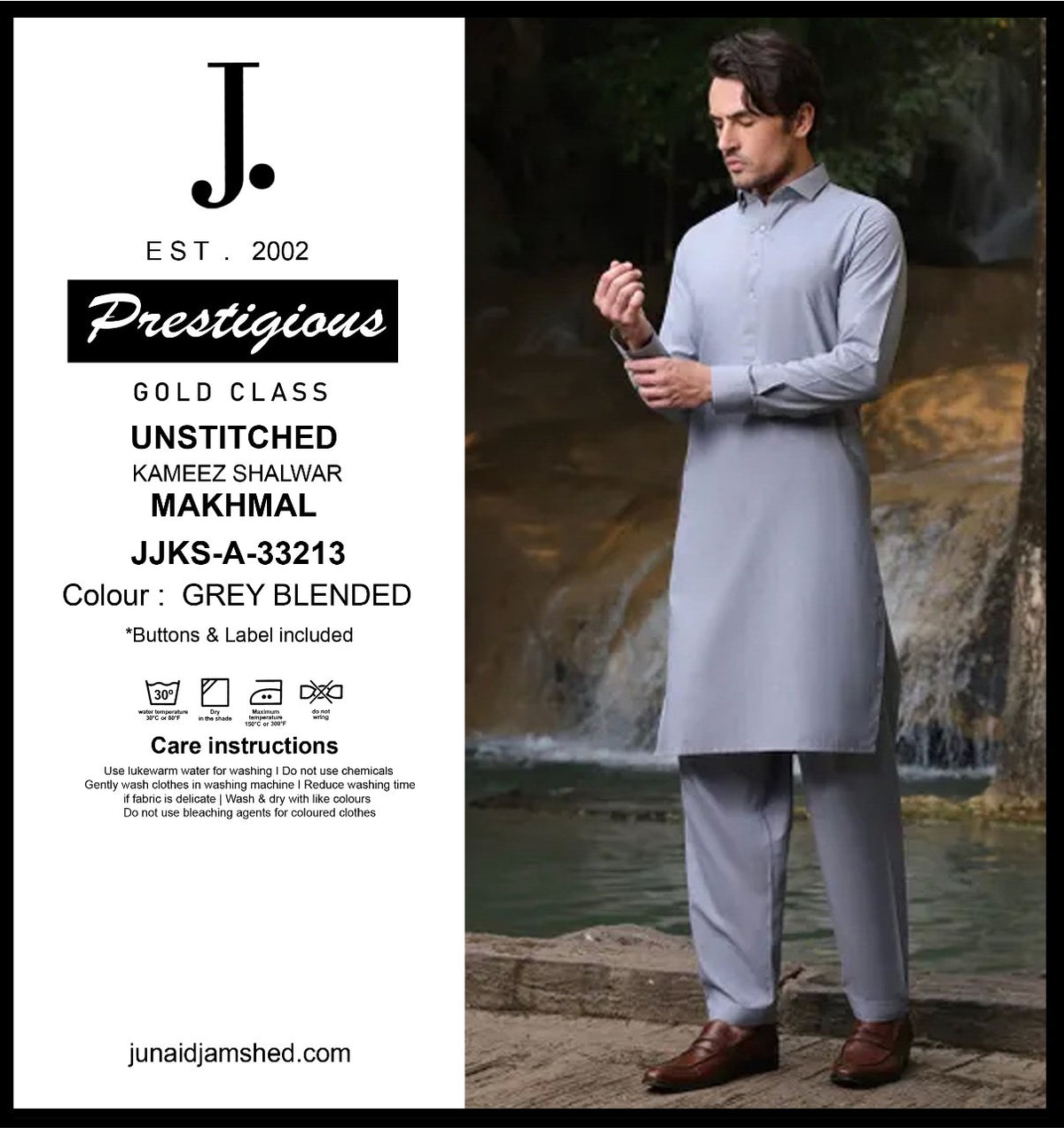 J.  JJKS-A-33213. -GREY BLENDED- UNSTITCHED
KAMEEZ SHALWAR
MAKHMAL (JUNAID JAMSHED)