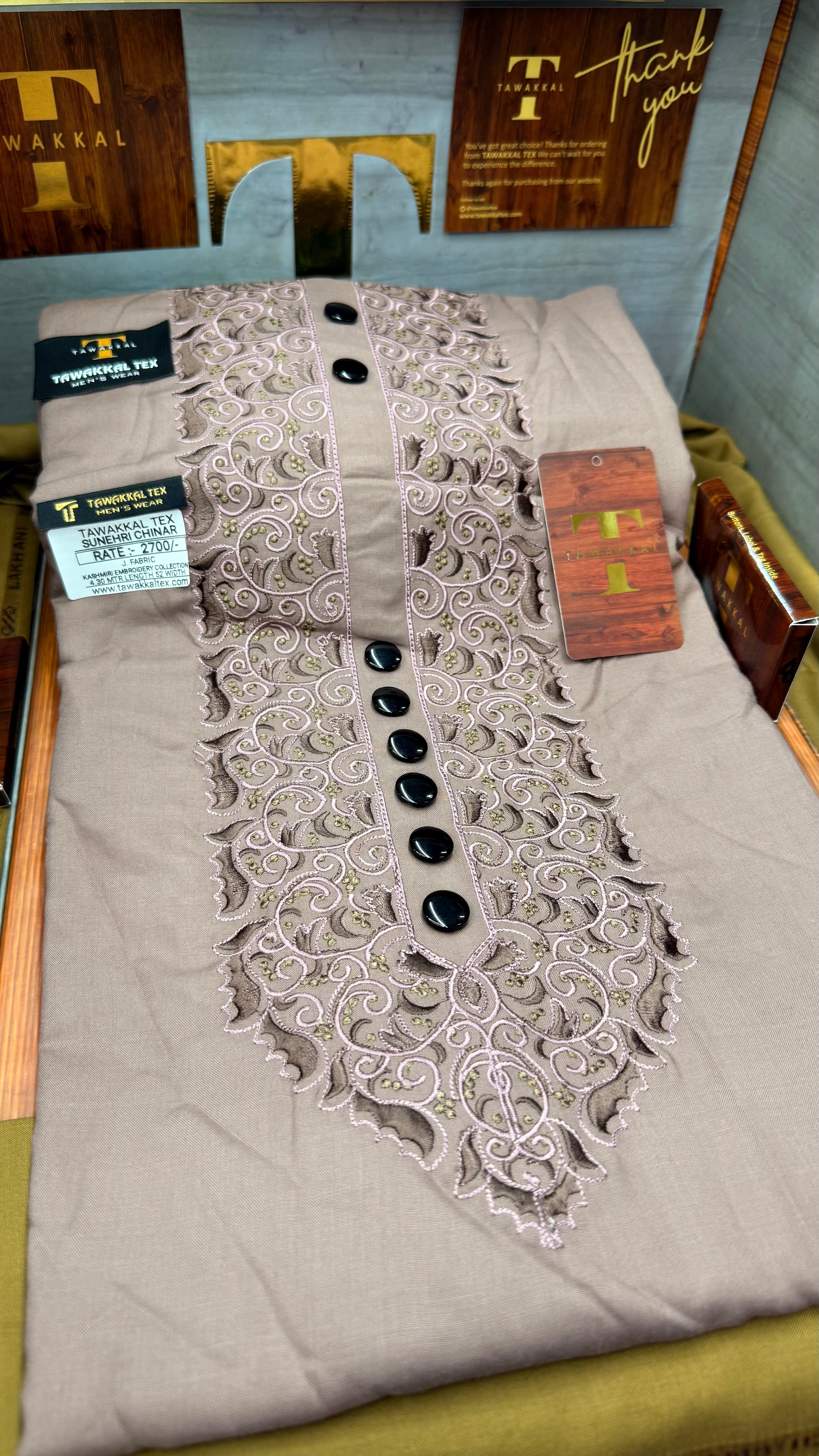 SUNEHRI CHINAR AMBERWOOD 107-04MULTI COLOUR KASHMIRI EMBROIDERY UNSTICHED FULL KURTA SALWAR PATHANI (J. FABRIC IMPORTED) “Pics are clicked in HD cameras. Original color may vary from mobile to mobile depending on your handset. – Tawakkal Tex”