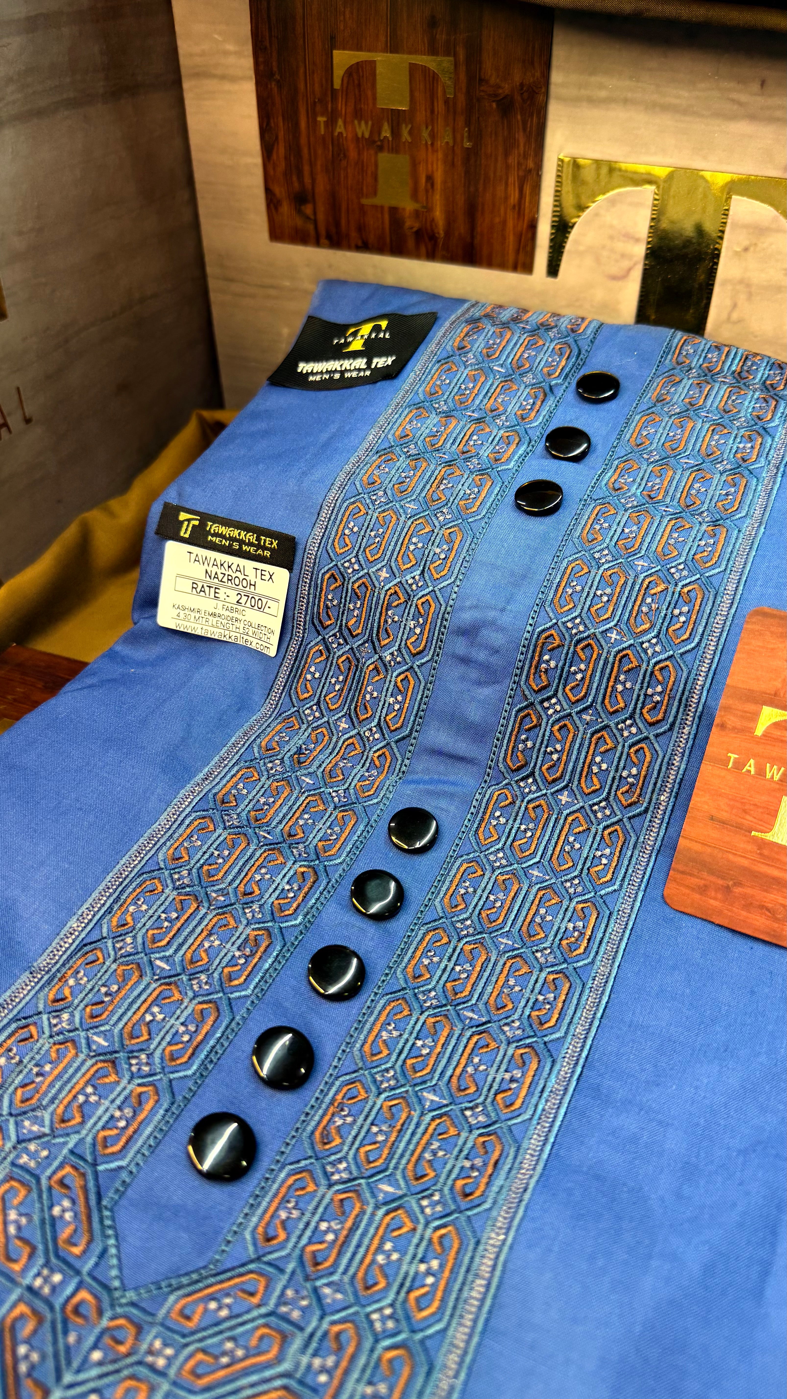 NAZROOH TEAL MIDNIGHT 102-09 MULTI COLOUR KASHMIRI EMBROIDERY UNSTICHED FULL KURTA SALWAR PATHANI (J. FABRIC IMPORTED) “Pics are clicked in HD cameras. Original color may vary from mobile to mobile depending on your handset. – Tawakkal Tex”