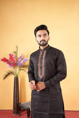 Big Kashmiri Embroidery Kurta Salwaar BLACK