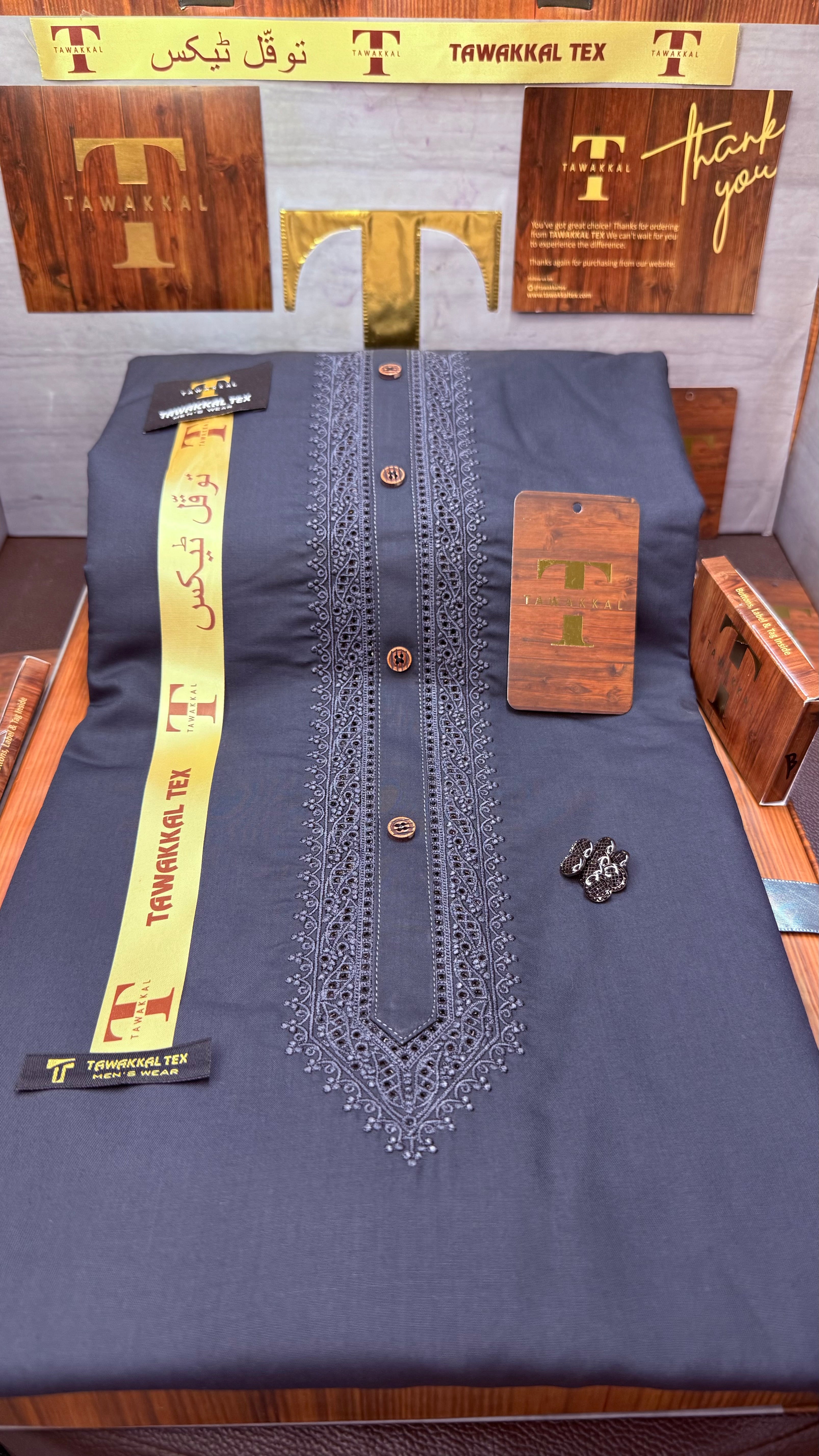 -92 OCEAN STEEL KURTA SALAWAR (PREMIUM SULEMANI EMBROIDERY PATHANI)
