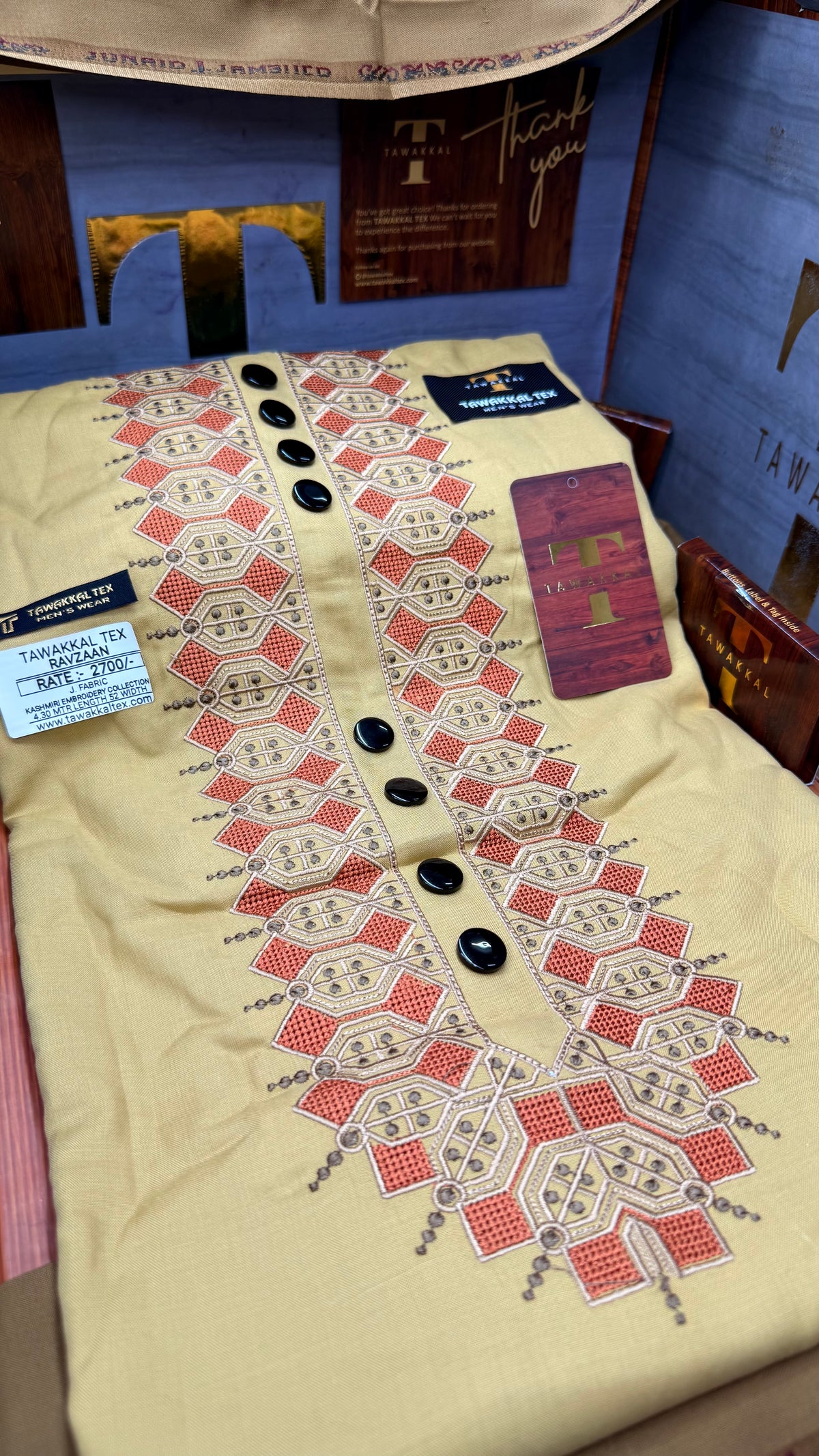 RAVZAAN GOLDEN DUNE 106-05 MULTI COLOUR KASHMIRI EMBROIDERY UNSTICHED FULL KURTA SALWAR PATHANI (J. FABRIC IMPORTED) “Pics are clicked in HD cameras. Original color may vary from mobile to mobile depending on your handset. – Tawakkal Tex”