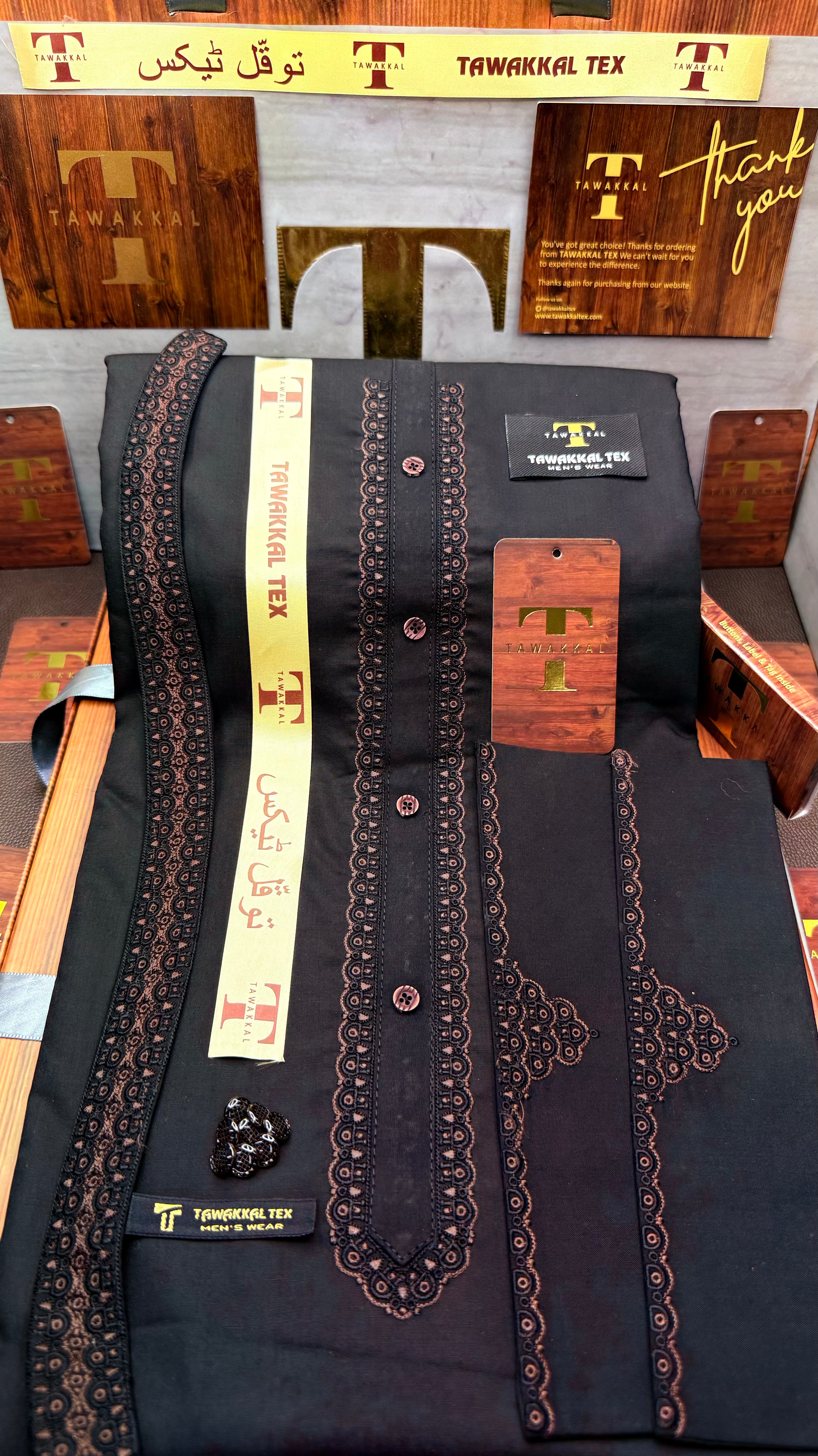 -72 MIDNIGHT BLACK KURTA SALAWAR (PREMIUM SULEMANI EMBROIDERY PATHANI) (Copy)