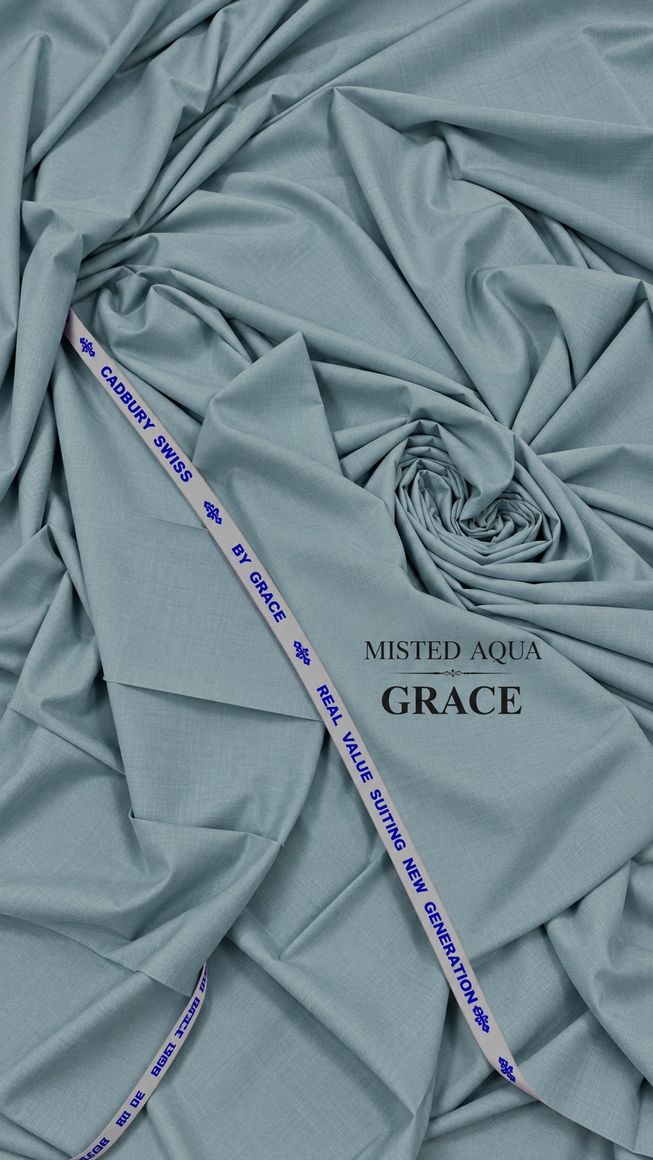 -GRACE CADBURY SWISS — MISTED AQUA Premium All Seasons Use Kurta Salwar Fabric 4.75MTR | 52 Width (GRACE INTERNATIONAL)