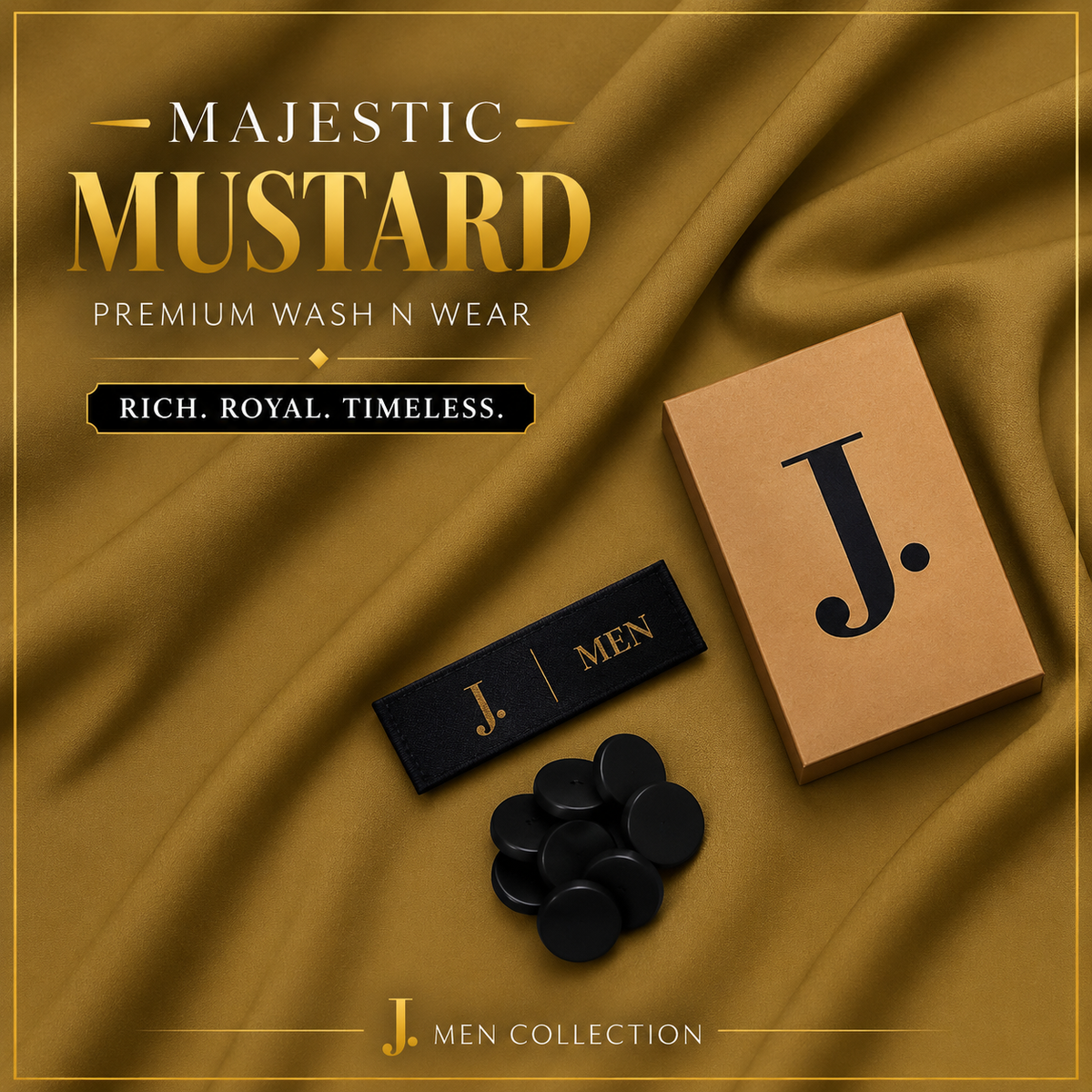 J. Men Premium Wash N Wear Fabric  – MUSTARD –  | 4.5 Meter