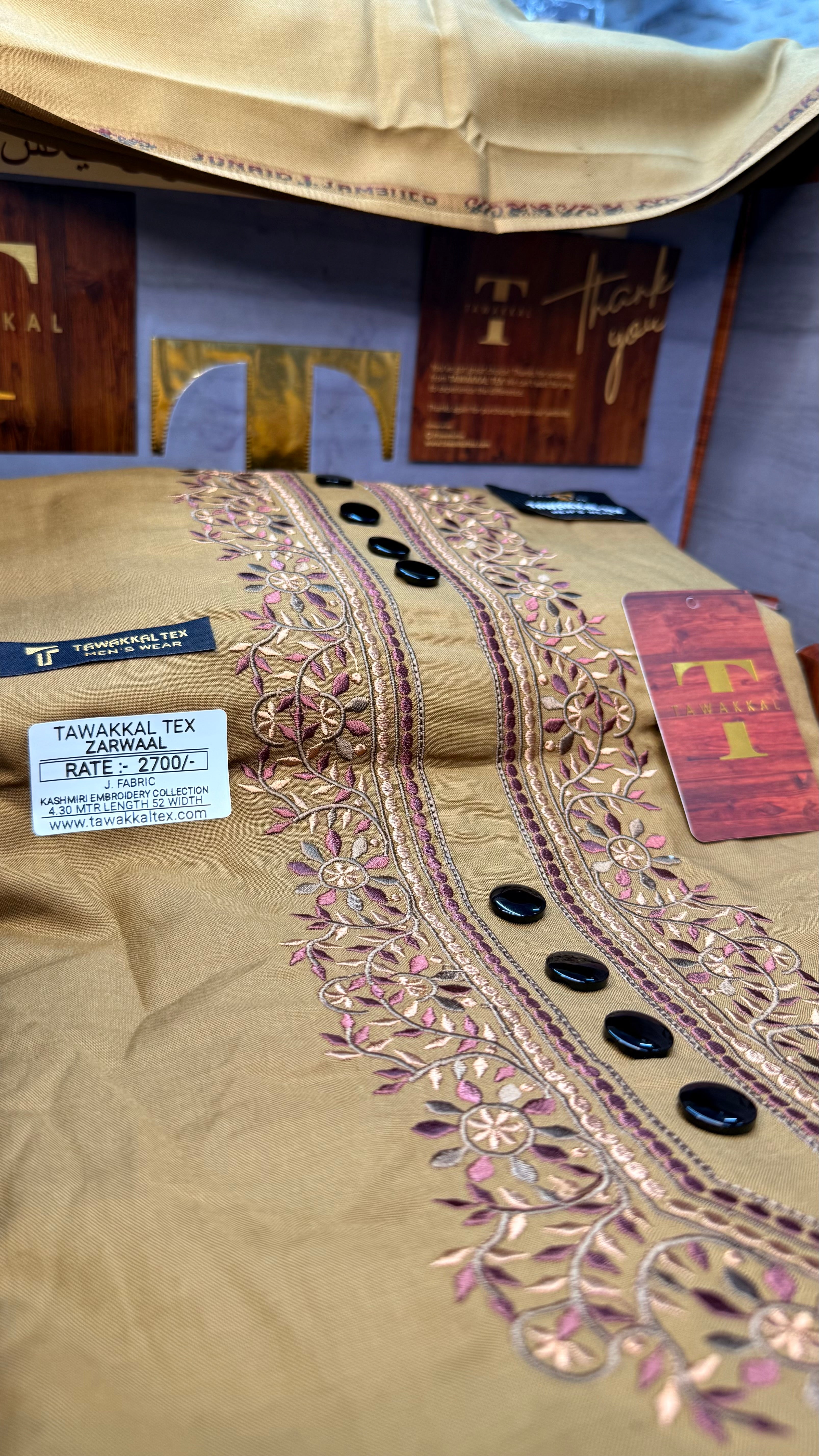 ZARWAAL AMBERWOOD 101-04MULTI COLOUR KASHMIRI EMBROIDERY UNSTICHED FULL KURTA SALWAR PATHANI (J. FABRIC IMPORTED) “Pics are clicked in HD cameras. Original color may vary from mobile to mobile depending on your handset. – Tawakkal Tex”