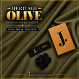 J. Men Premium Wash N Wear Fabric    – HERITAGE OLIVE –  | 4.5 Meter