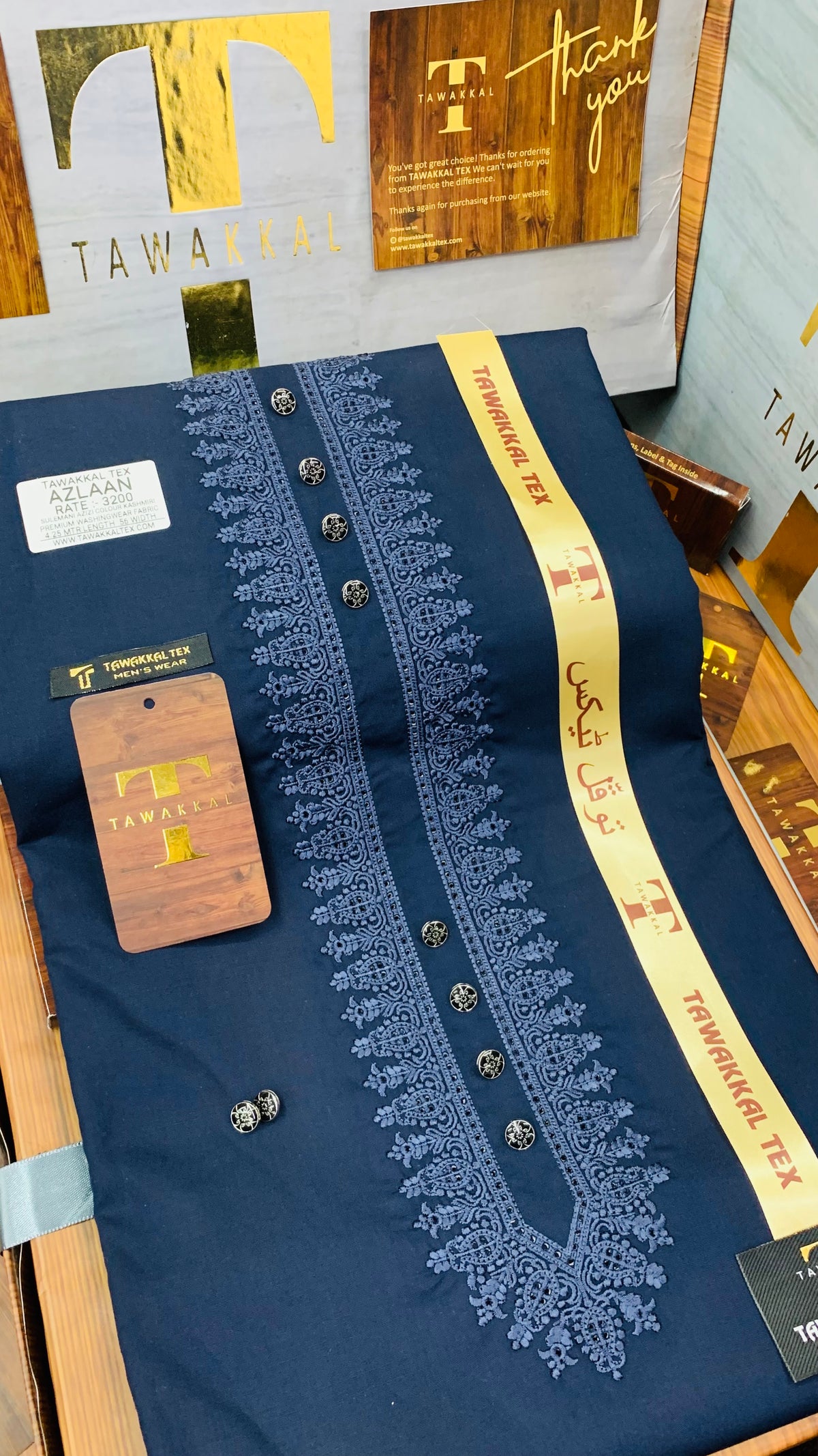 AZLAAN SULEMANI NAVY BLUE D02C04 AZLAAN KURTA SALAWAR (SULEMANI EMBROIDERED COLLECTION)