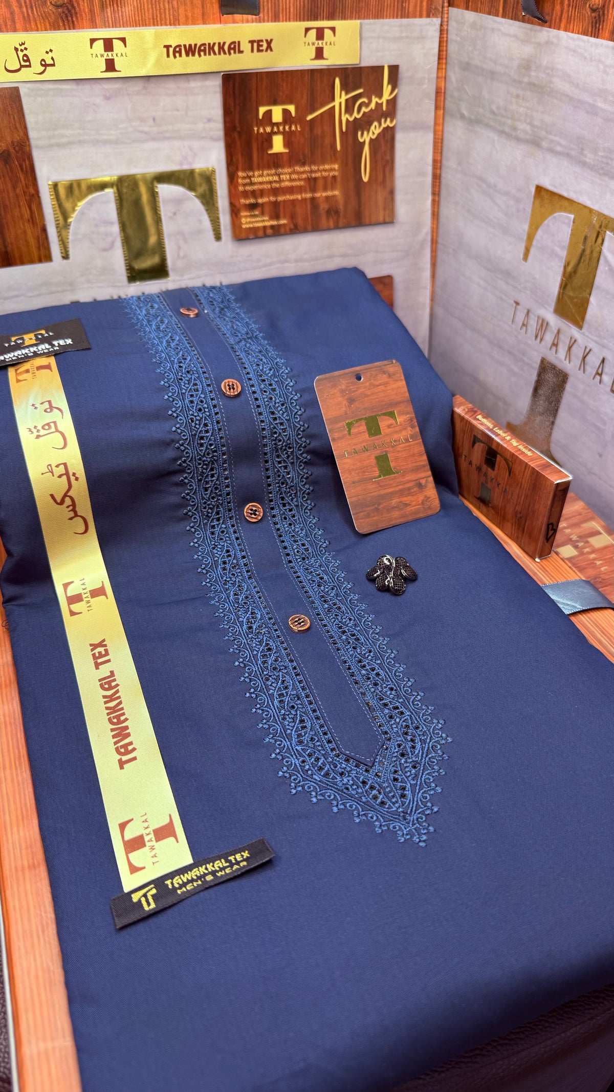 -92 ROYAL AZURE BLUE KURTA SALAWAR (PREMIUM SULEMANI EMBROIDERY PATHANI)