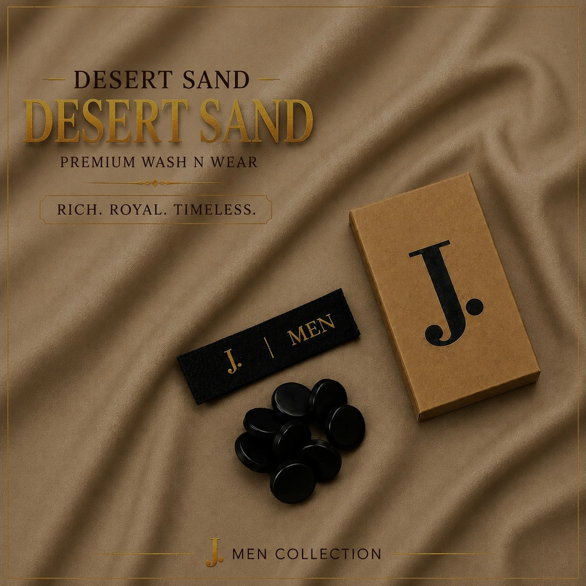 J. Men Premium Wash N Wear Fabric    – Desert Sand 2 –  | 4.5 Meter
