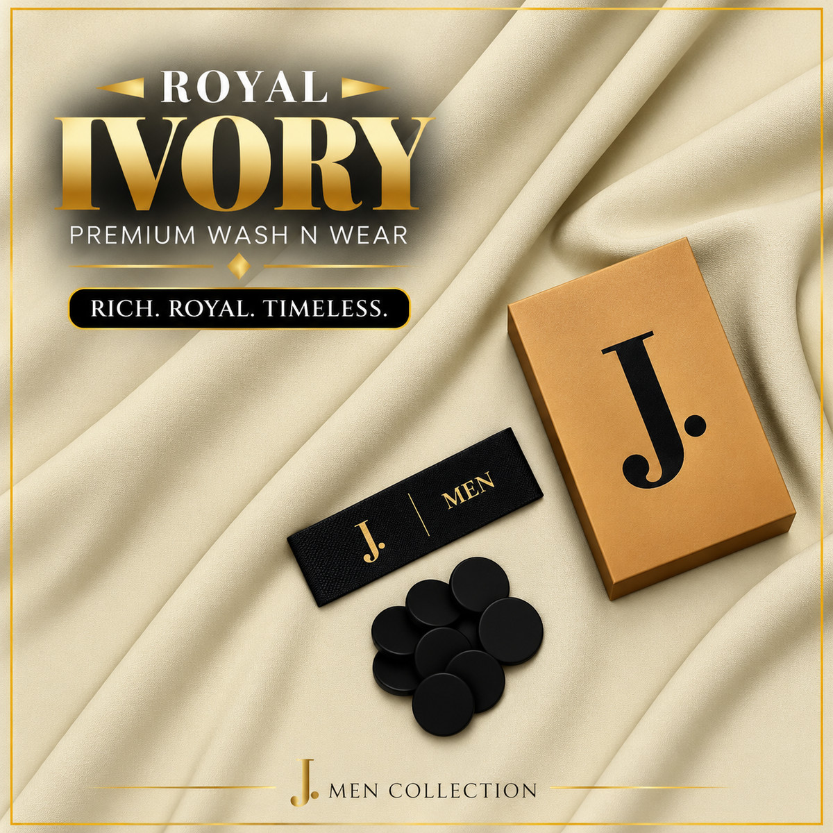 J. Men Premium Wash N Wear Fabric    – ROYAL IVORY –  | 4.5 Meter