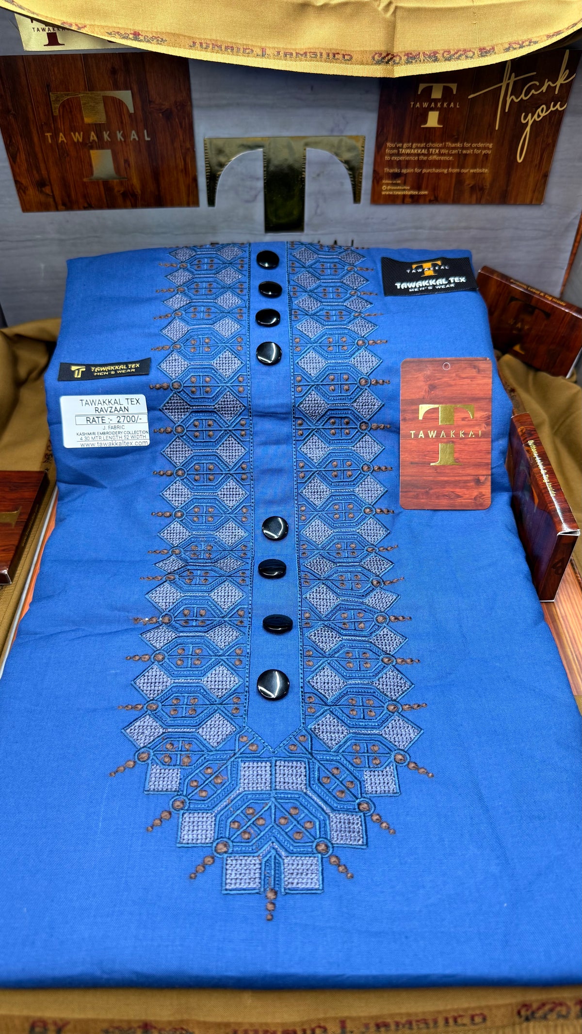 RAVZAAN TEAL MIDNIGHT 106-07 MULTI COLOUR KASHMIRI EMBROIDERY UNSTICHED FULL KURTA SALWAR PATHANI (J. FABRIC IMPORTED) “Pics are clicked in HD cameras. Original color may vary from mobile to mobile depending on your handset. – Tawakkal Tex”