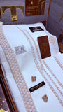-FAKHAR-E-MULK BOSKI KING WHITE ADVANCE TARKASHI EMBROIDERY UNSTICHED KURTA SALWAR PATHANI (TAWAKKAL TEX)