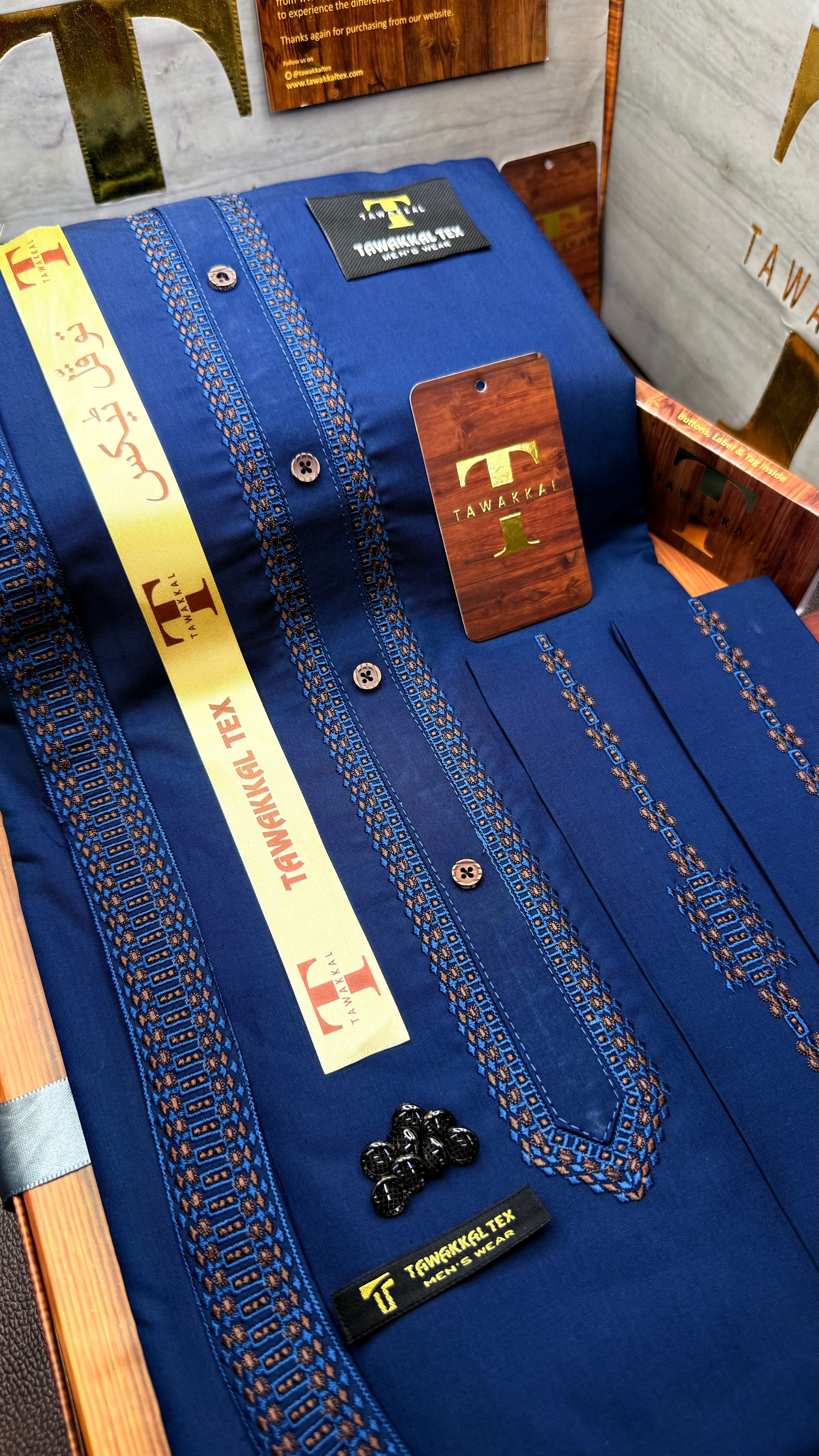 -72 ROYAL AZURE BLUE KURTA SALAWAR (PREMIUM SULEMANI EMBROIDERY PATHANI)