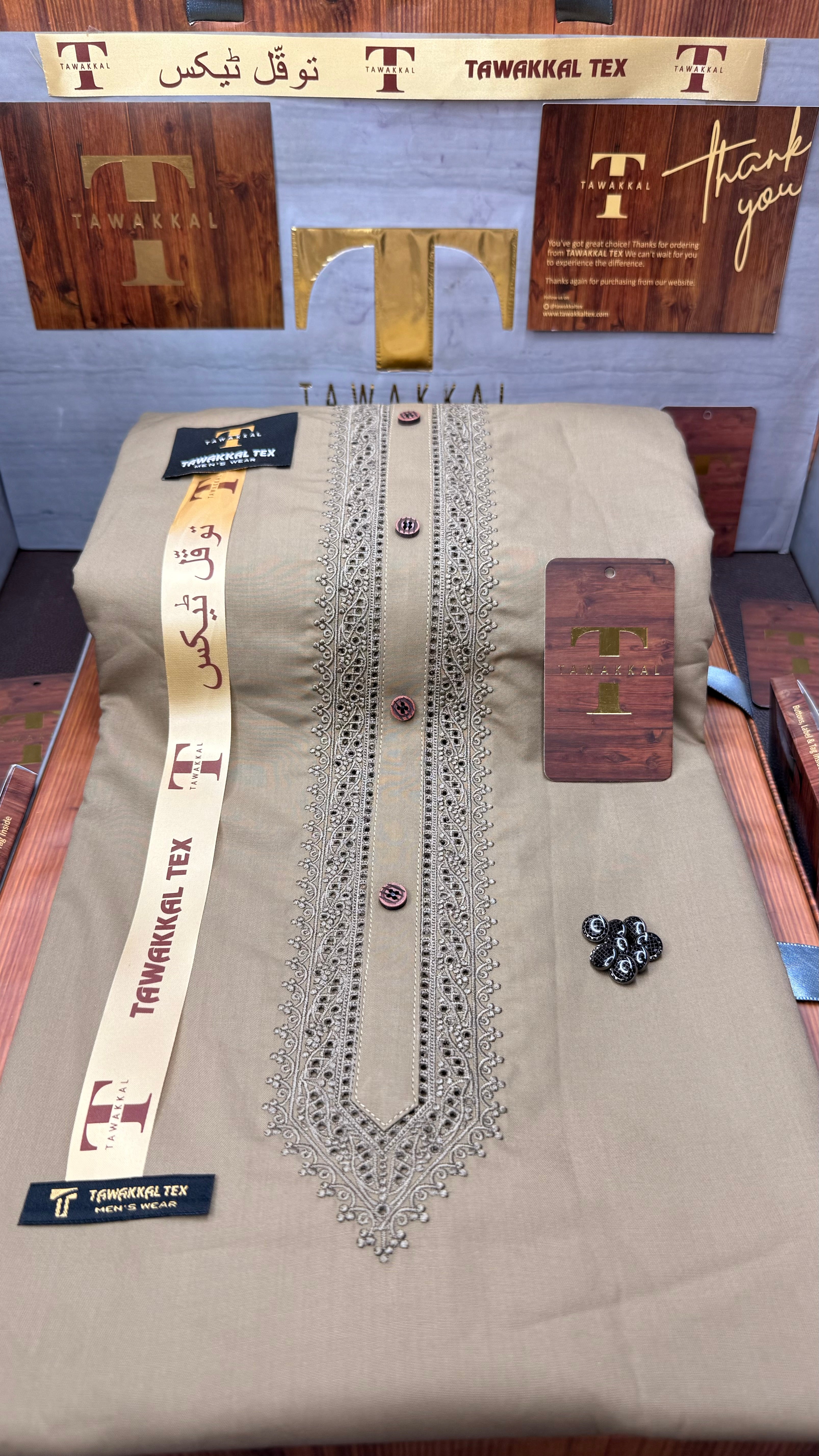 -92 BEIGE DESERT MIST KURTA SALAWAR (PREMIUM SULEMANI EMBROIDERY PATHANI)