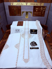SHAH-E-JAMEEL BOSKI WHITE MULTANI ADVANCE TARKASHI HAND EMBROIDERY (TAWAKKAL TEX)
