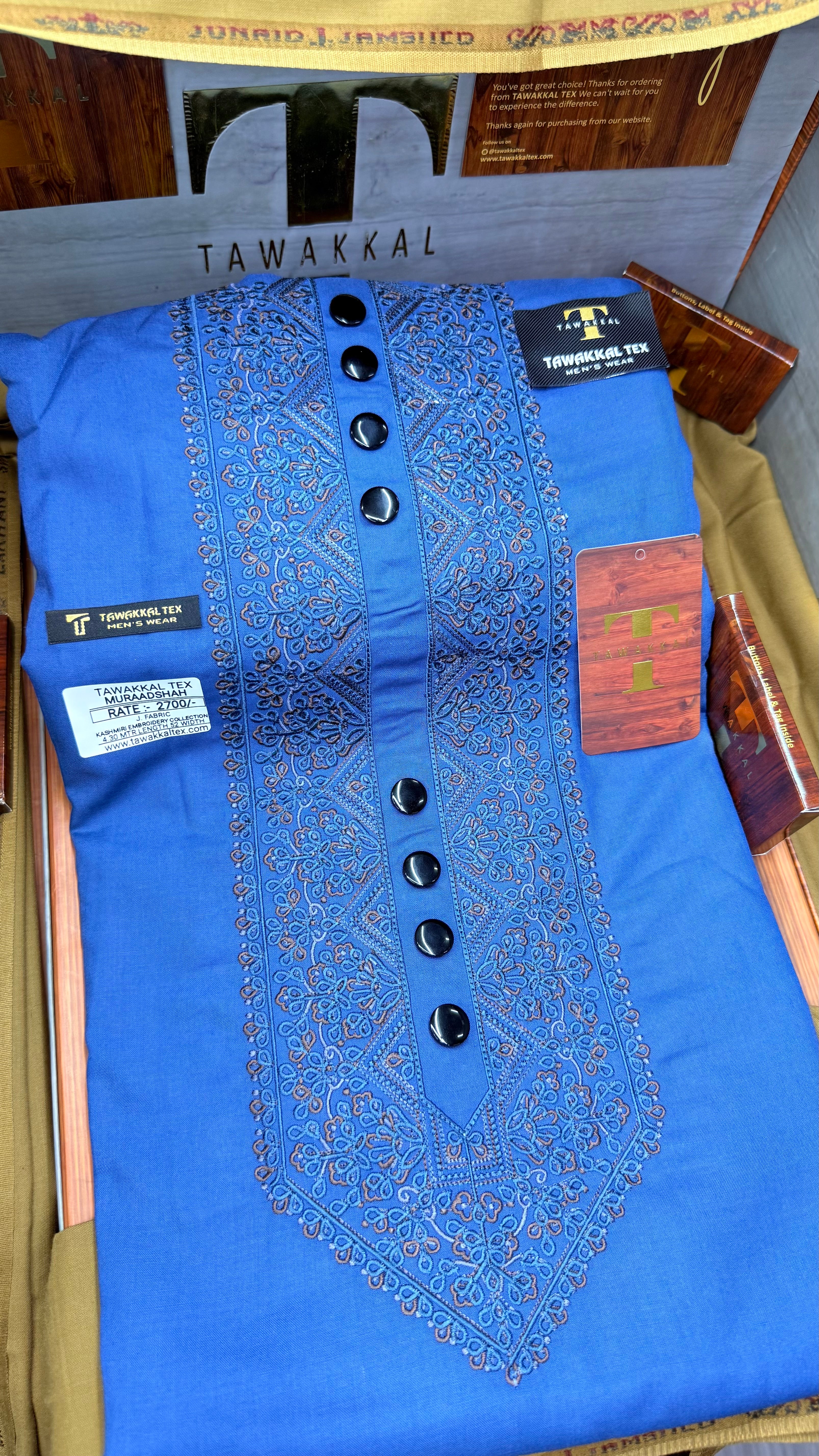 MURAADSHAH TEAL MIDNIGHT  104-09 MULTI COLOUR KASHMIRI EMBROIDERY UNSTICHED FULL KURTA SALWAR PATHANI (J. FABRIC IMPORTED) “Pics are clicked in HD cameras. Original color may vary from mobile to mobile depending on your handset. – Tawakkal Tex”