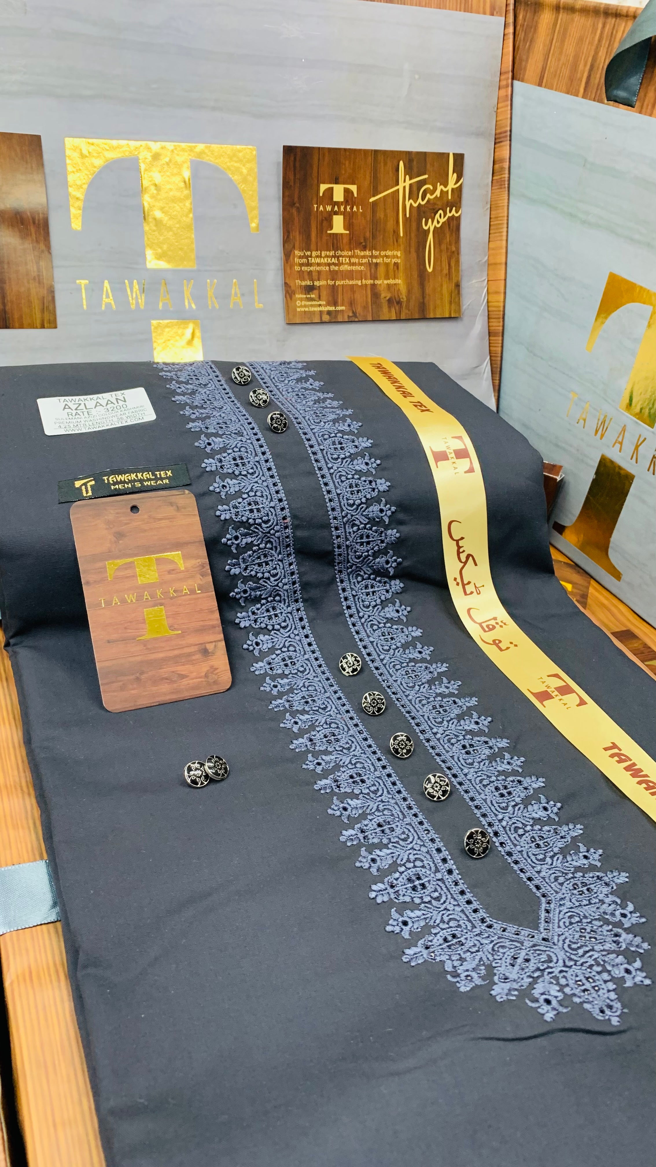 AZLAAN SULEMANI STEEL BLUE D02C06 KURTA SALAWAR (SULEMANI AZIZI EMBROIDERED COLLECTION)